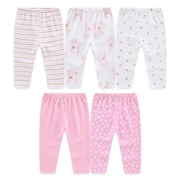 Legging bébé lot de 5 en coton tons roses et crème