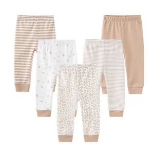 Lot de leggings bébé en coton doux beige et crème