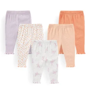 Legging bébé lot de 5 en coton doux pastel