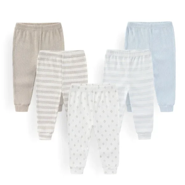 Legging bébé lot de 5 en coton bleus et beige