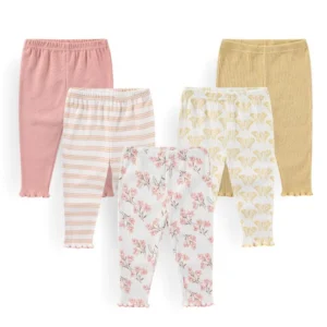 Lot de leggings bébé en coton fleuris pastel