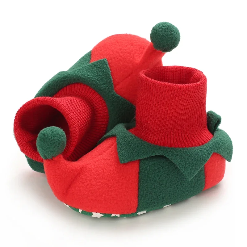 Chaussure bébé rouge vert esprit lutin