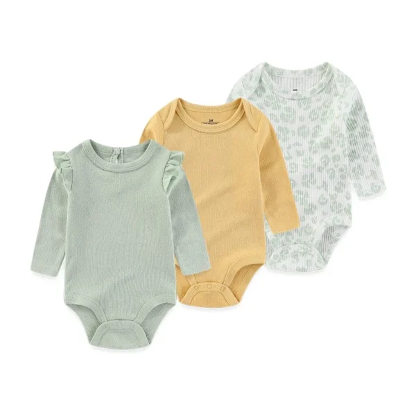Body bébé lot de 3 tons naturels manches longues