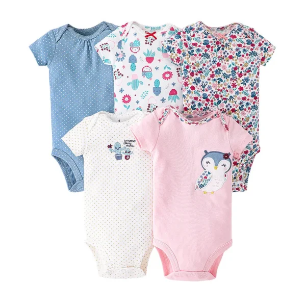 Body bébé lot de 5 motifs floraux manches courtes