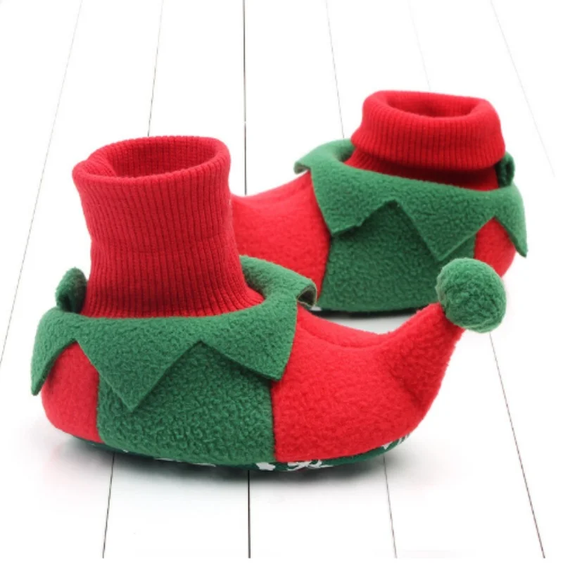 Chaussure bébé lutin en rouge et vert
