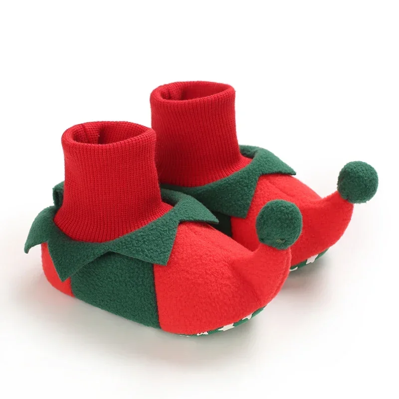 Chaussure bébé esprit lutin rouge vert