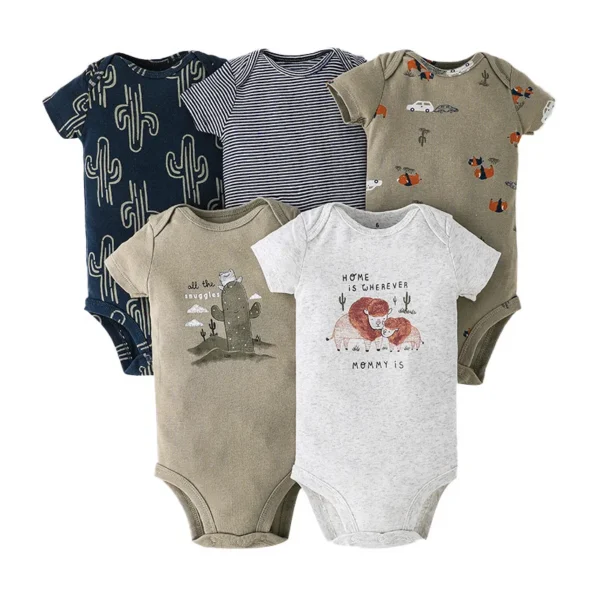 Body bébé lot de 5 nature et renard manches courtes