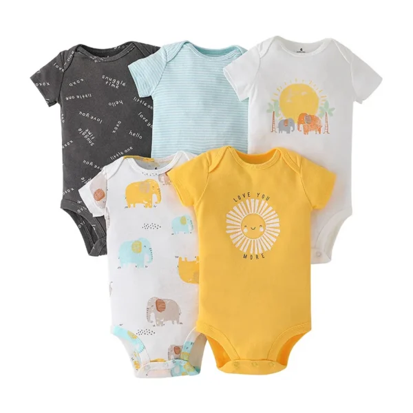Body bébé lot de 5 éléphants rayures manches courtes