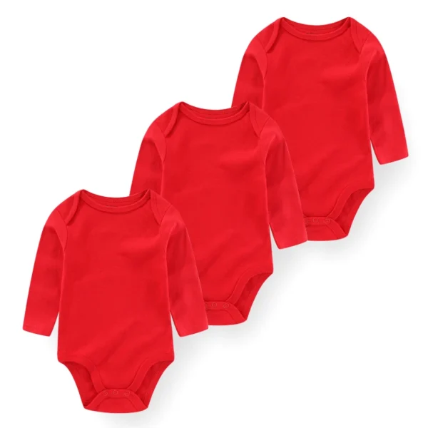 Body bébé rouge en coton doux à manches longues