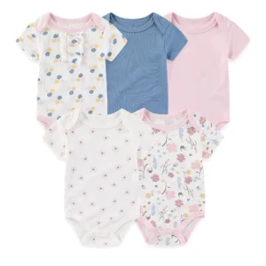 Body bébé lot de 5 imprimés fleuris manches courtes