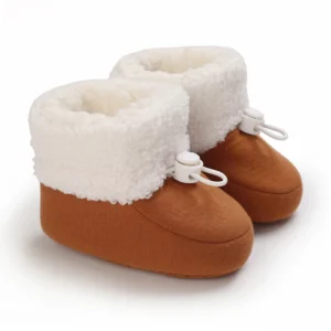 Bottine bébé hiver caramel doublée en peluche douce