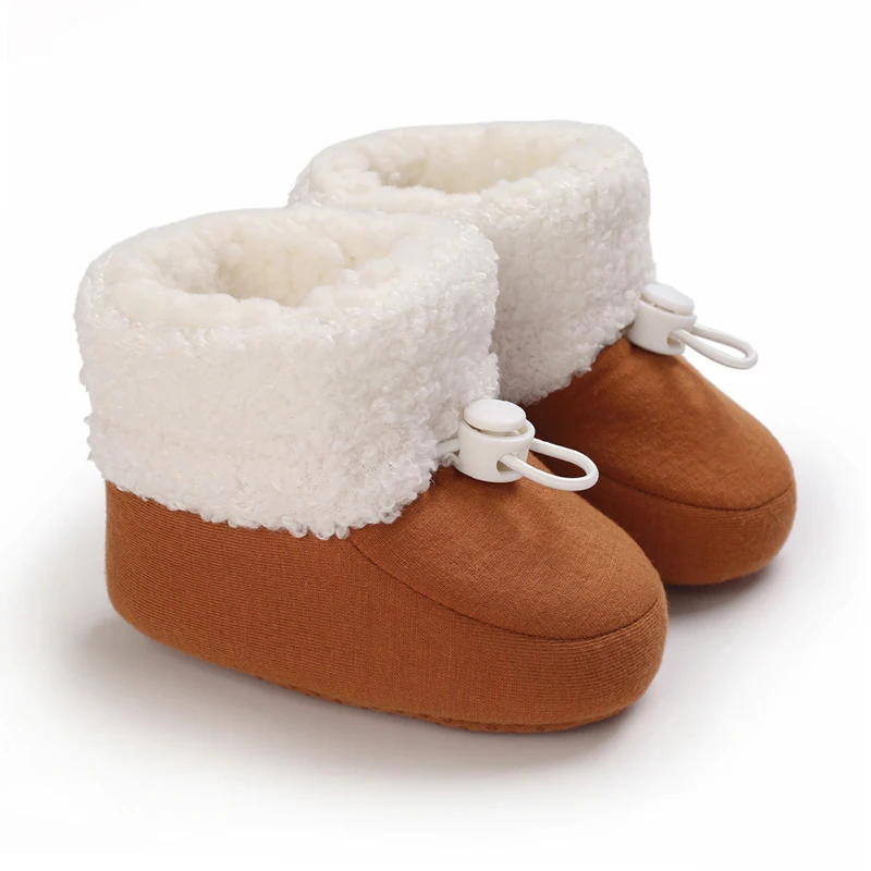 Bottine bébé hiver caramel doublée en peluche douce