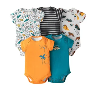 Body bébé lot de 5 motifs dinosaures manches courtes