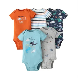 Body bébé lot de 5 ambiance océan manches courtes