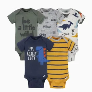 Body bébé lot de 5 motifs dinosaures manches courtes