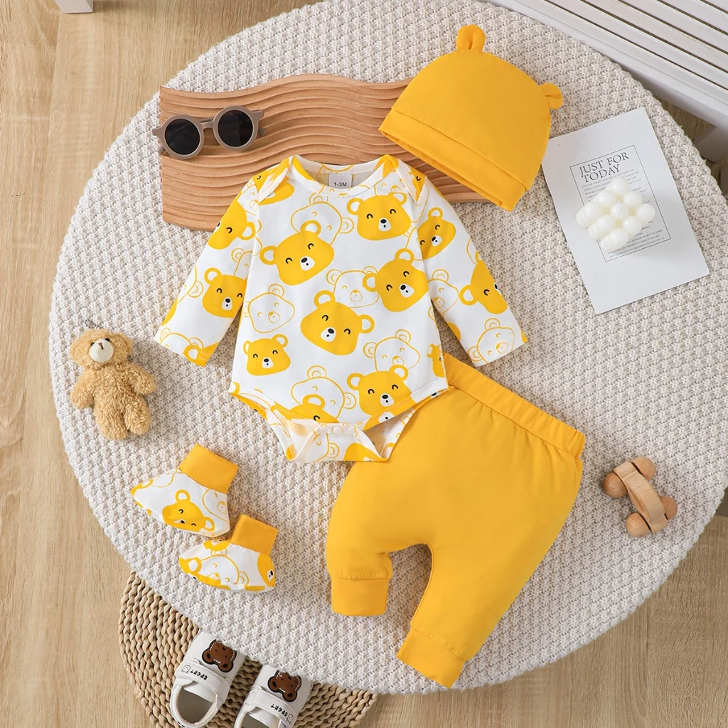 Ensemble bébé ours jaune 4 pièces douceur et confort