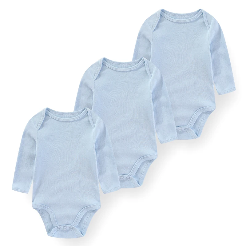 Body bébé bleu en coton doux à manches longues