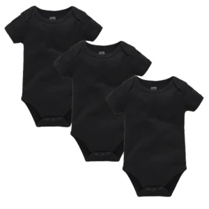 Body bébé lot de 3 noirs unis manches courtes