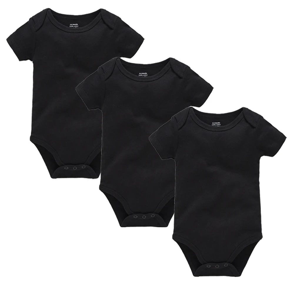 Body bébé lot de 3 noirs unis manches courtes