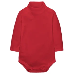Body bébé rouge grenadine col roulé manches longues