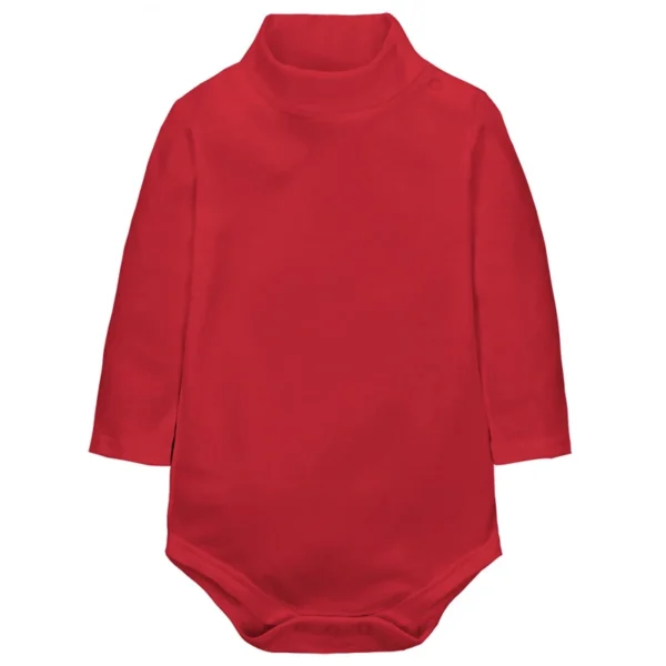Body bébé rouge grenadine col roulé manches longues