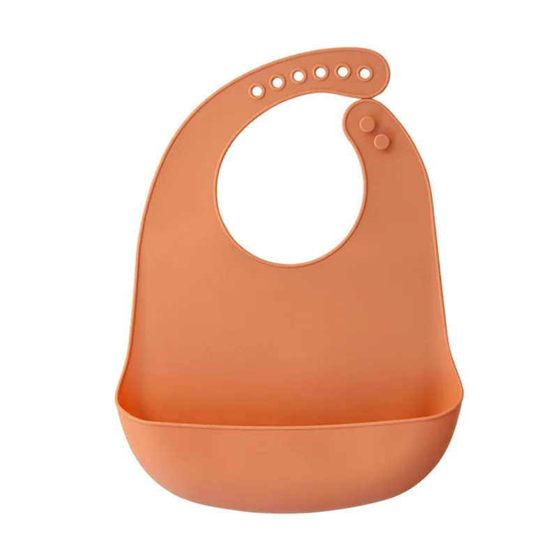 Bavoir bébé terracotta en silicone poche profonde