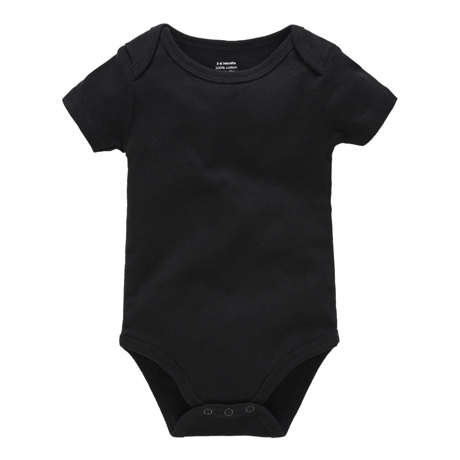 Body bébé noir uni coton manches courtes