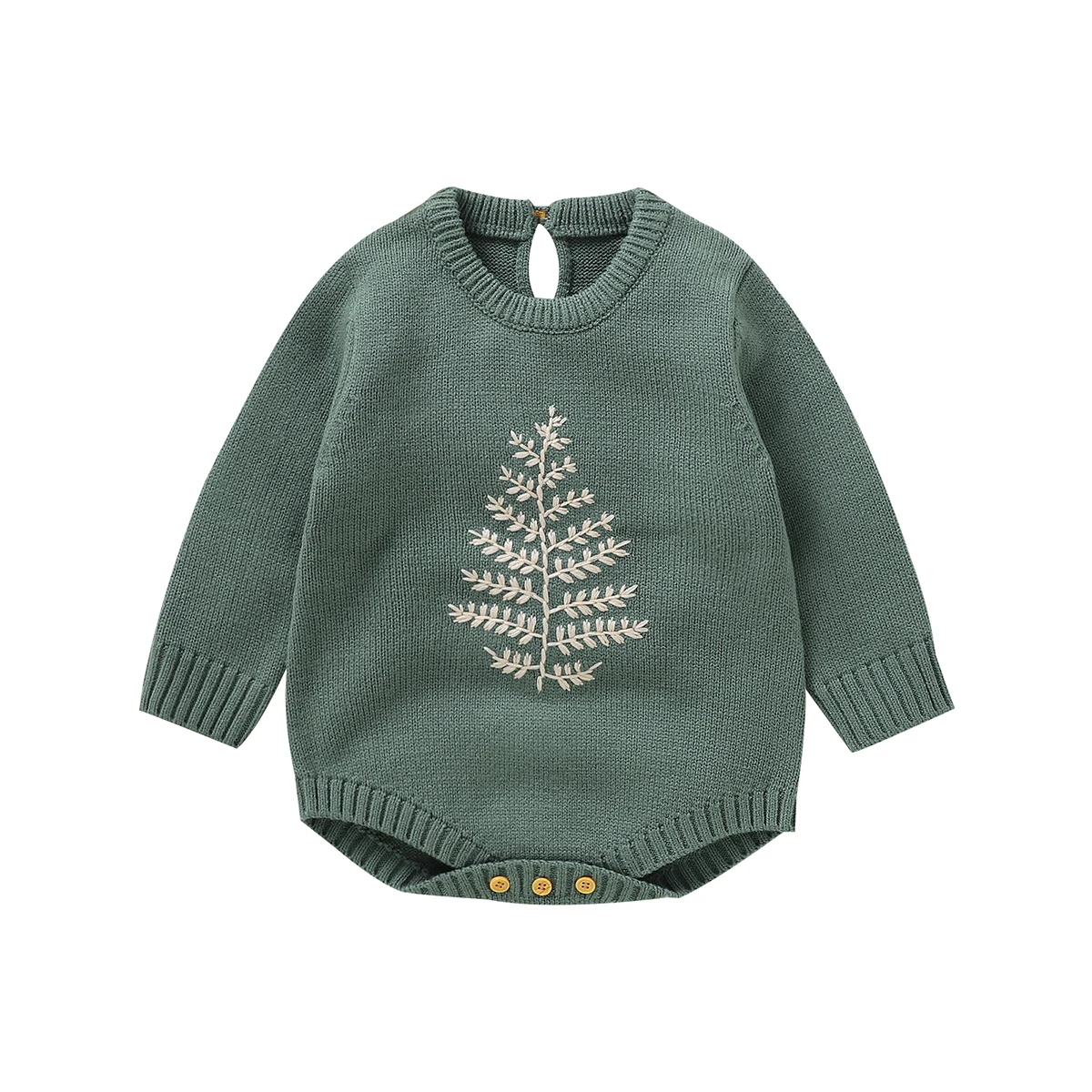 Douce barboteuse verte motif sapin pour bébé
