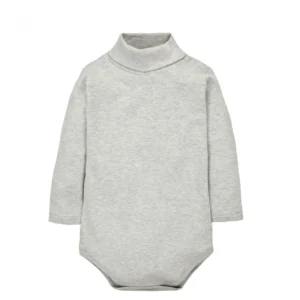 Body bébé gris clair col roulé manches longues