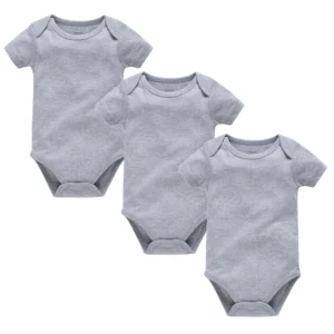 Body bébé gris perle lot de 3 manches courtes