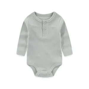 Body bébé vert sauge maille côtelée manches longues