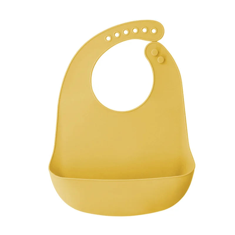 Bavoir bébé jaune miel en silicone poche profonde