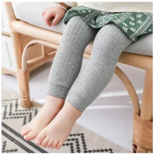 Legging bébé gris clair maille côtelée