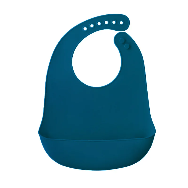 Bavoir bébé bleu profond en silicone poche profonde