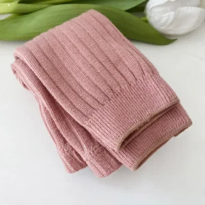 Legging bébé rose poudré maille côtelée