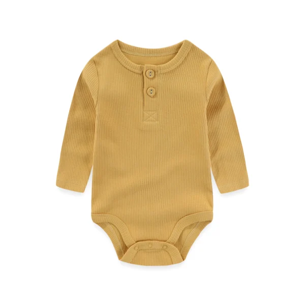 Body bébé ocre en maille côtelée douce à manches longues