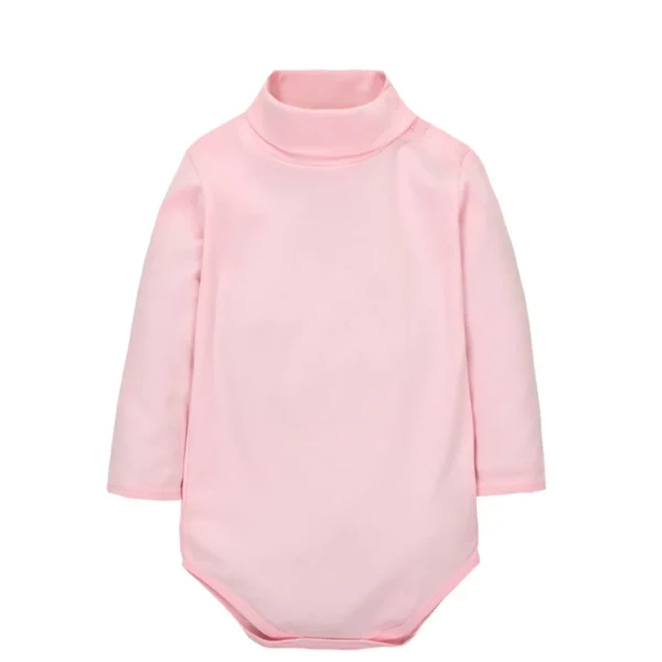 Body bébé rose pâle col roulé manches longues