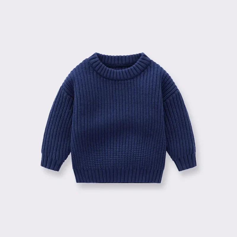 Pull bébé maille bleu marine douceur chaude