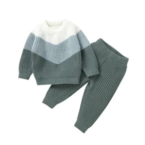 Ensemble bébé pull en maille et legging dégradé vert
