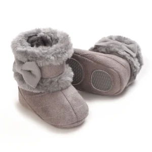 Bottines bébé gris perles chaudes semelle souple
