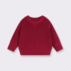 Pull bébé maille rouge bordeaux douceur chaude