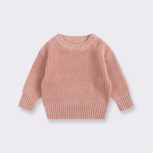 Pull bébé maille rose poudré douceur