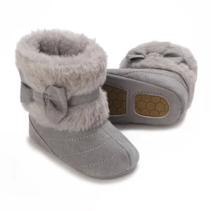Bottines bébé grises chaudes en peluche