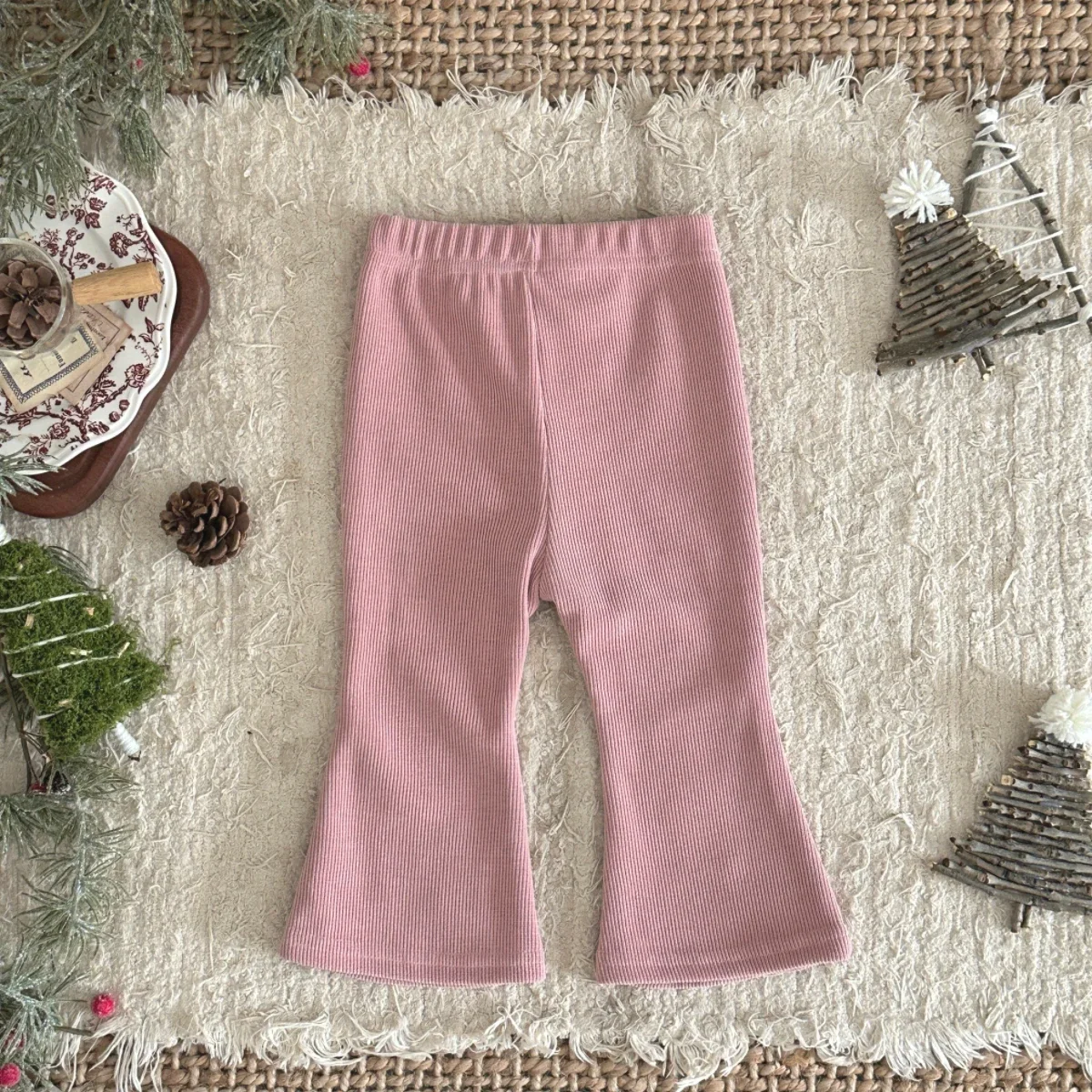 Pantalon bébé rose poudré maille douce hiver