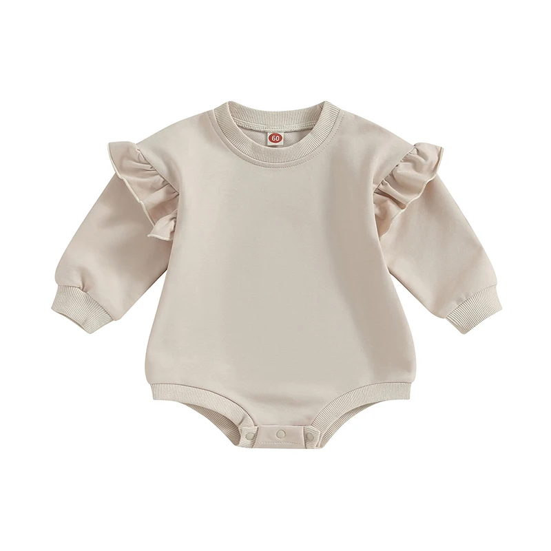 Barboteuse bébé écru manches longues volants tendre douce