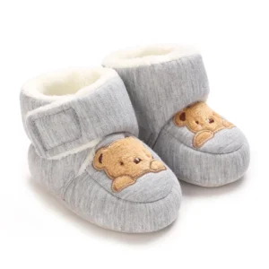 Bottine bébé gris clair douce et chaude hiver