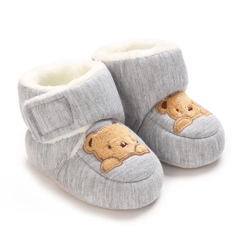 Bottine bébé gris clair douce et chaude hiver