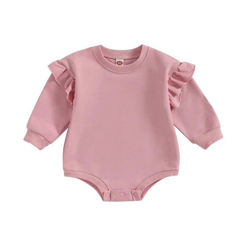 Barboteuse bébé rose poudré à volants