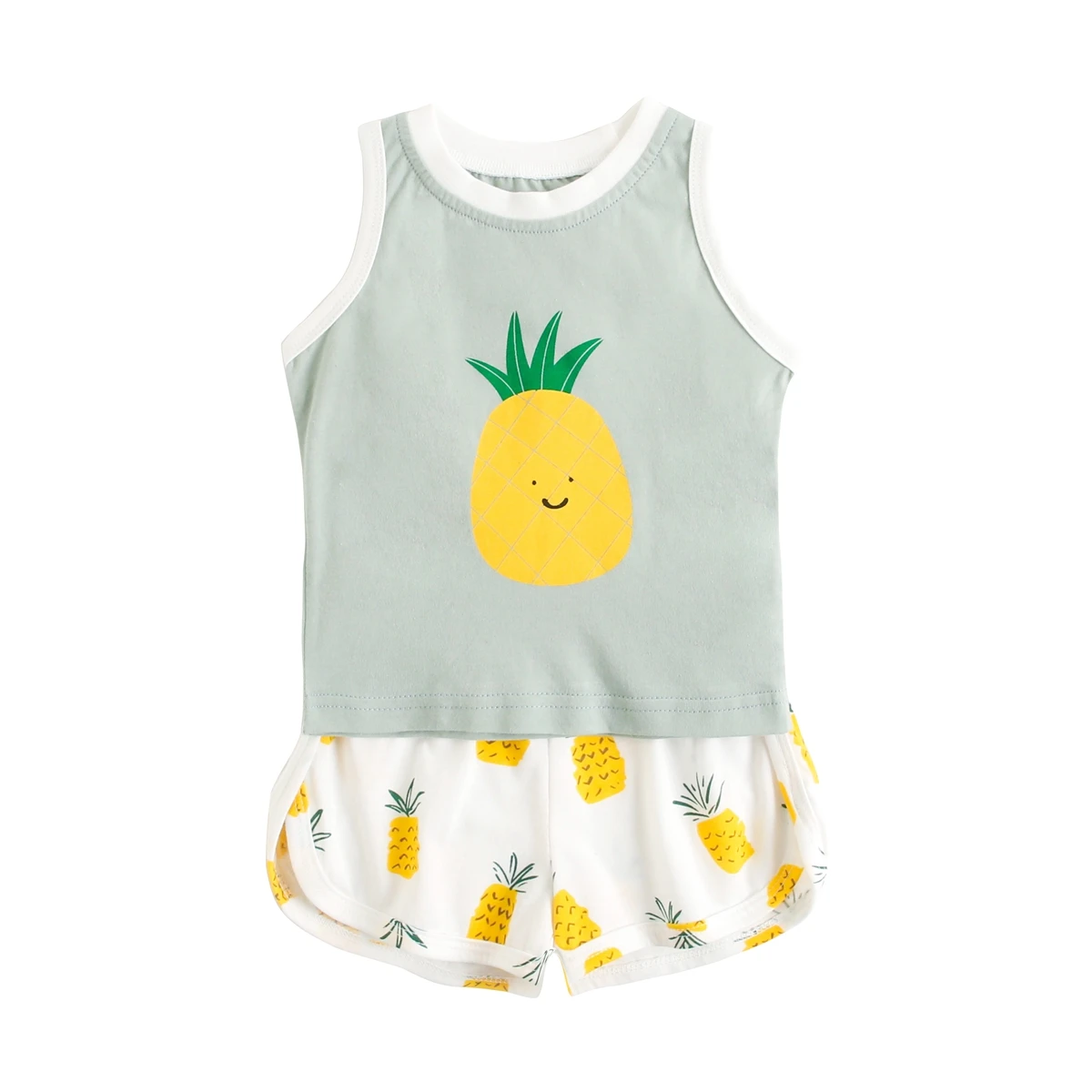 BodyBébé ensemble vert d'eau ananas sans manches été