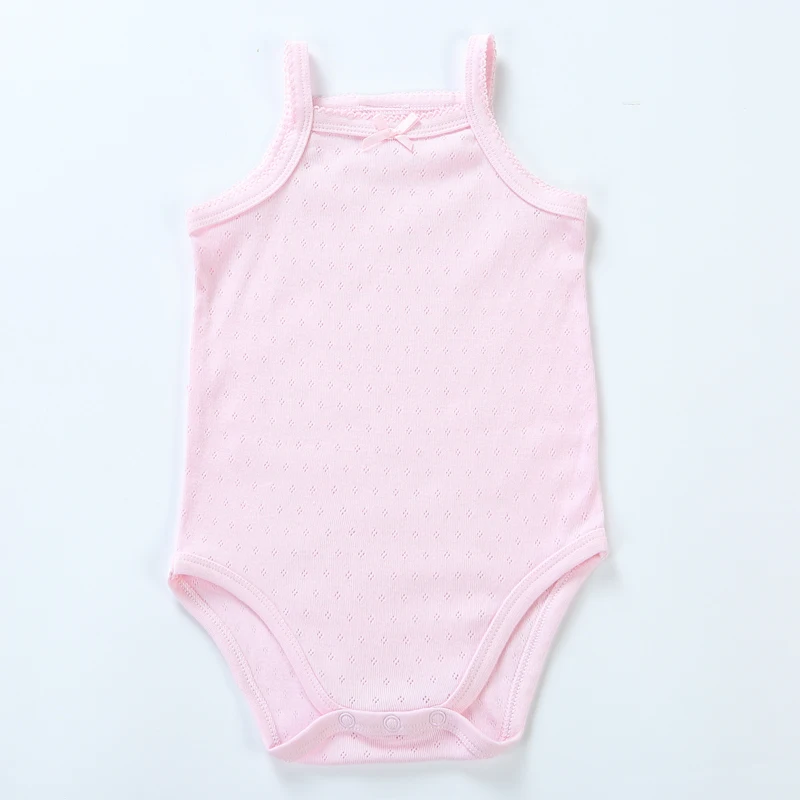 BodyBébé d'été rose sans manches en maille de coton